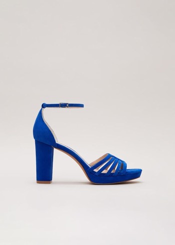 Phase Eight Strappy Platform Heels Deep Blue Canada | HKLRQP-865